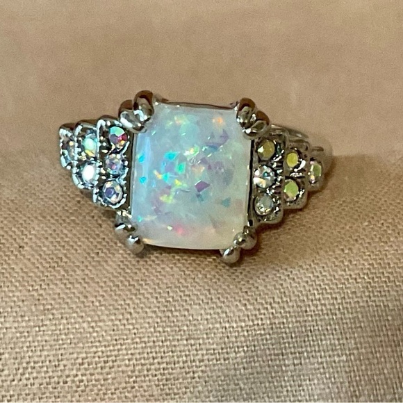 Jewelry - Synthetic Fire Opal Ring, size 7 BN